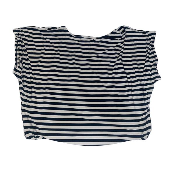 AB Studio Knit Top Striped Short Sleeve Black White Striped Women's Size Small - Picture 2 of 6